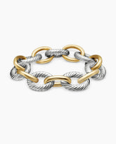 Oval Link Chain Bracelet in Sterling Silver with 18K Yellow Gold, 17mm